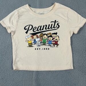 Peanuts Shirt Youth Small Beige Snoopy Charlie Brown EST 1950 Graphic Tee